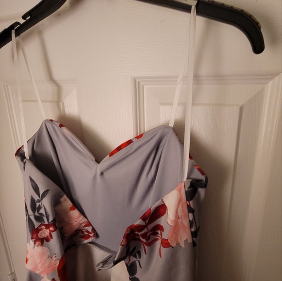 🎀HOST PICK🎀 B. Darlin Strapless Mini Dress Size 11/12 Color Gray Pinks & Reds - Picture 8 of 11